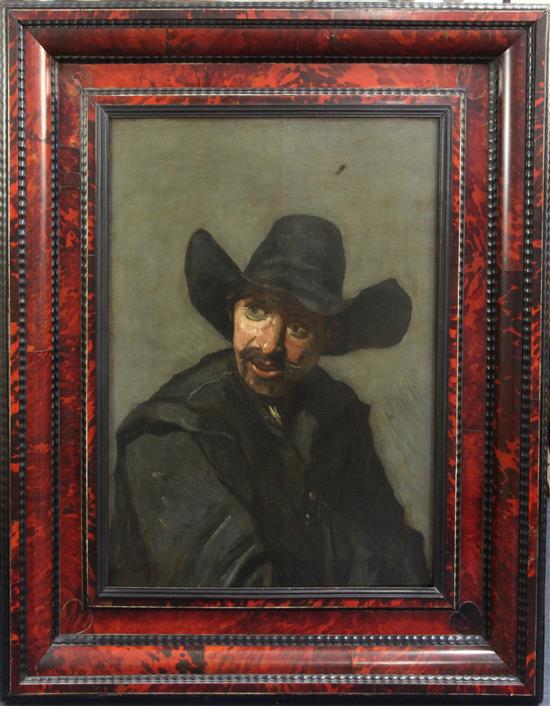 After Franz Hals (1580-1666) The Coal Heaver 25.5 x 19in., in an ornate red tortoiseshell and ebony frame